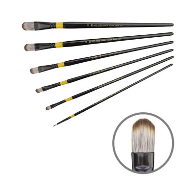 Синтетика овальна, № 2, KOLOS 1017 Yellow stripe, довга ручка, художній пензель