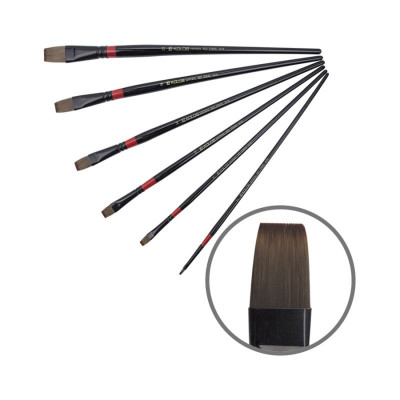 Синтетика плоска, № 2, KOLOS 1018 Red stripe, довга ручка, художній пензель