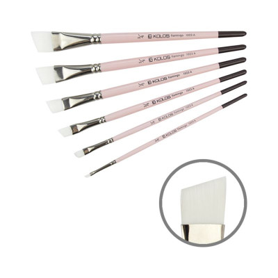 Синтетика кутова, № 1/2, KOLOS 1023A Flamingo, коротка ручка, художній пензель