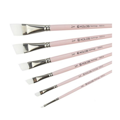 Синтетика кутова, № 1/4, KOLOS 1023A Flamingo, коротка ручка, художній пензель Синтетика кутова, № 1/4, KOLOS 1023A Flamingo, коротка ручка, художній пензель