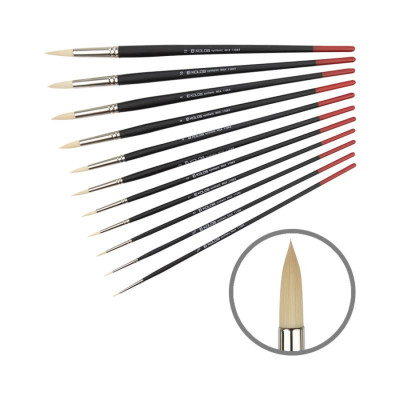 Синтетика кругла, № 00, KOLOS 1108R Milk, довга ручка, художній пензель