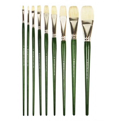 Щетина плоска, № 0, KOLOS 2402F Classic, довга ручка, художній пензель