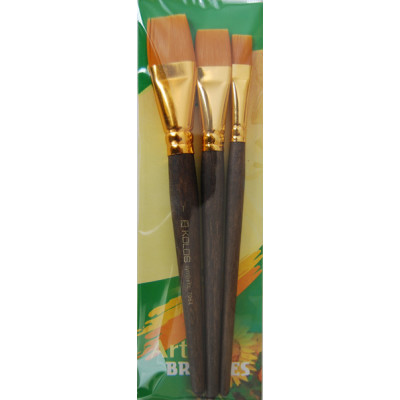 Набір пензлів, 3 шт., Синтетика плоска (№1,3/4,1/2), KOLOS 7064