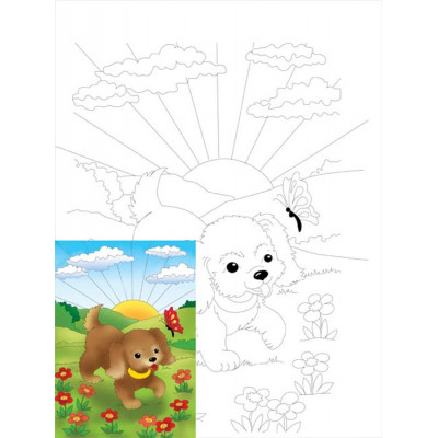 Полотно на картоні з контуром, бавовна, 20x30 см., Мультфільм №18, Rosa 