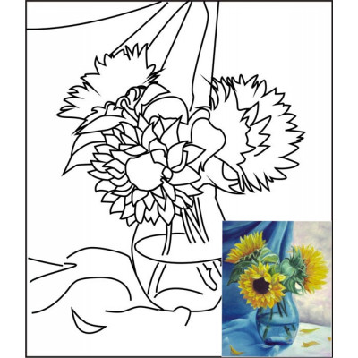 Полотно на картоні з контуром, бавовна, 30x40 см., Натюрморт №8, Rosa 