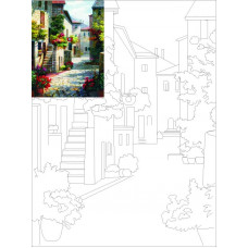 Полотно на картоні з контуром, бавовна, 30x40 см., Пейзаж №1, Rosa Полотно на картоні з контуром, бавовна, 30x40 см., Пейзаж №1, Rosa