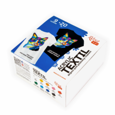 Набор акриловых красок по ткани, 9 цветов по 20 мл., ROSA TALENT Набор акриловых красок по ткани, 9 цветов по 20 мл., ROSA TALENT