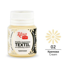 Кремовая акриловая краска для тканей, 20 мл., ROSA Talent Кремовая акриловая краска для тканей, 20 мл., ROSA Talent