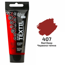 Красная темная акриловая краска для тканей, 60 мл., ROSA Talent