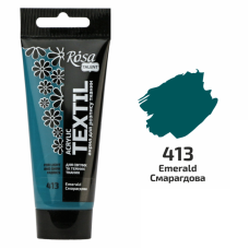 Изумрудная акриловая краска для тканей, 60 мл., ROSA Talent