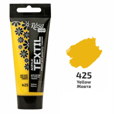 Желтая акриловая краска для тканей, 60 мл., ROSA Talent