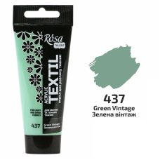 Зеленая винтаж акриловая краска для тканей, 60 мл., ROSA Talent