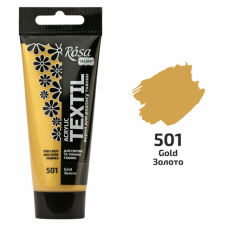 Золото акриловая краска для тканей, 60 мл., ROSA Talent