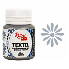 Серебро акриловая краска для тканей, 20 мл., ROSA Talent