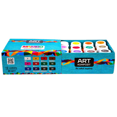 Акриловые краски по ткани, набор 12x20 мл., МАМВО