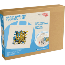 Экосумка с красками по ткани, Тризуб, 38х42 см., набор ROSA Talent Экосумка с красками по ткани, Тризуб, 38х42 см., набор ROSA Talent