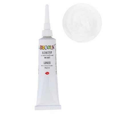 Білий Контур для скла та кераміки, 18 мл., Decola